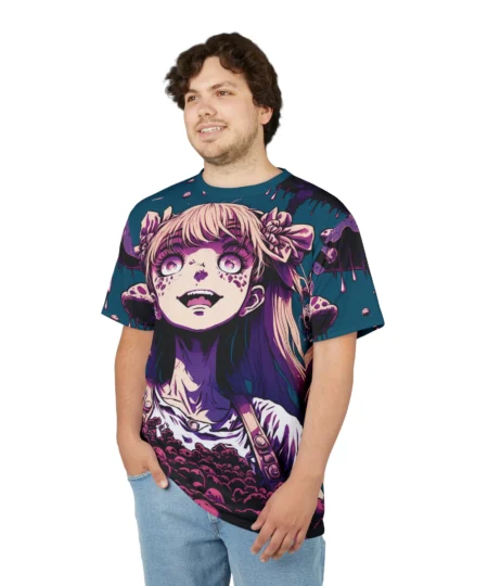 Manga Anime Girl tripping On Mushrooms Uni-Sex Otaku Graphic TShirt V1 (2)