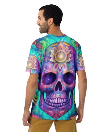 Bright Vibrant Sugar Skull Day Of The Dead All Over Print T-Shirt