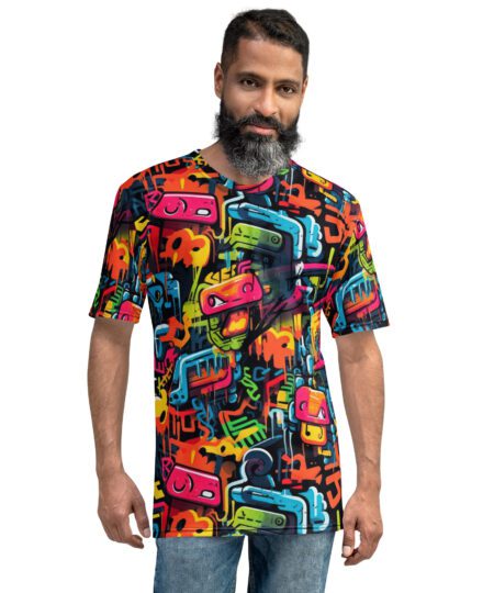 All Over Print Vibrant Graffiti Uni-Sex T-Shirt #3