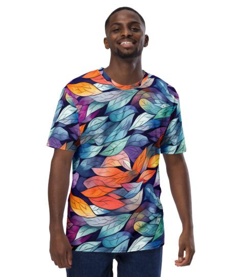 Colorful Leafy All Over Print Uni-Sex T-Shirt #3