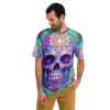 Bright Vibrant Sugar Skull Day Of The Dead All Over Print T-Shirt