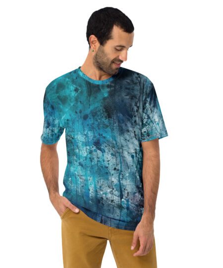 Blue Cracked Weathered All Over Print Uni-Sex T-Shirt