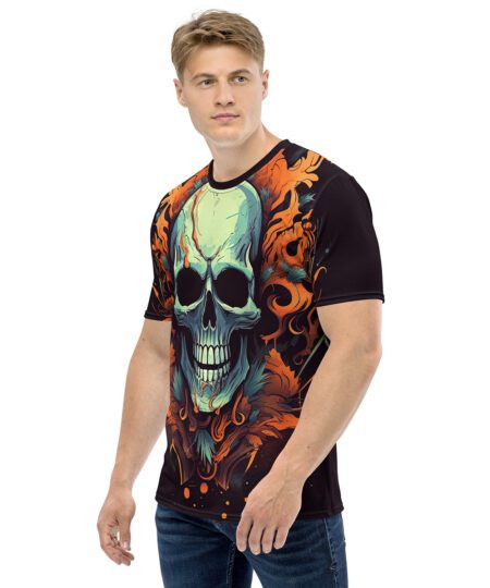 Skull And Flames All Over Print Uni-Sex T-Shirt