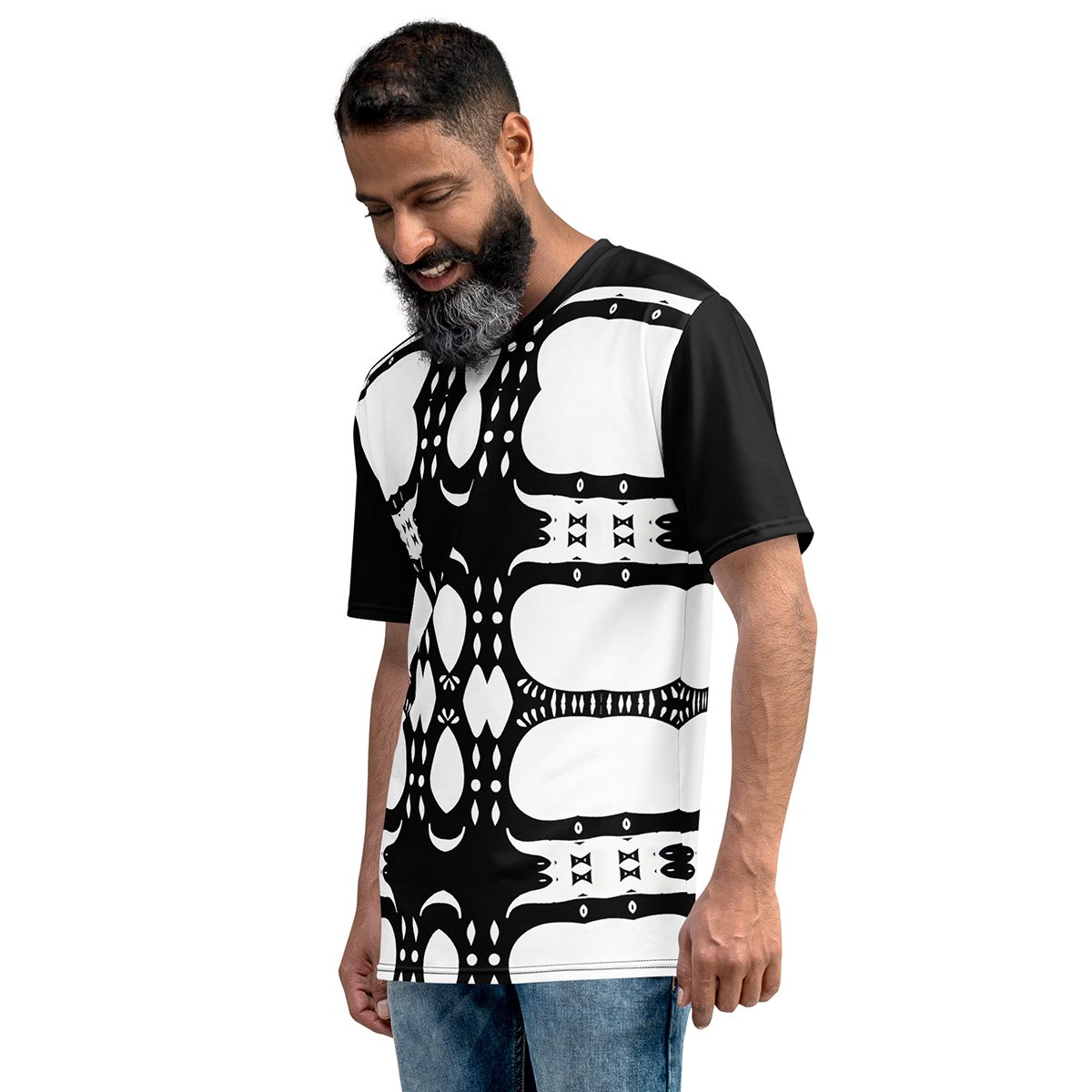 Black And White Pattern Uni-Sex All Over Print T-Shirt 7 Toasted Styles