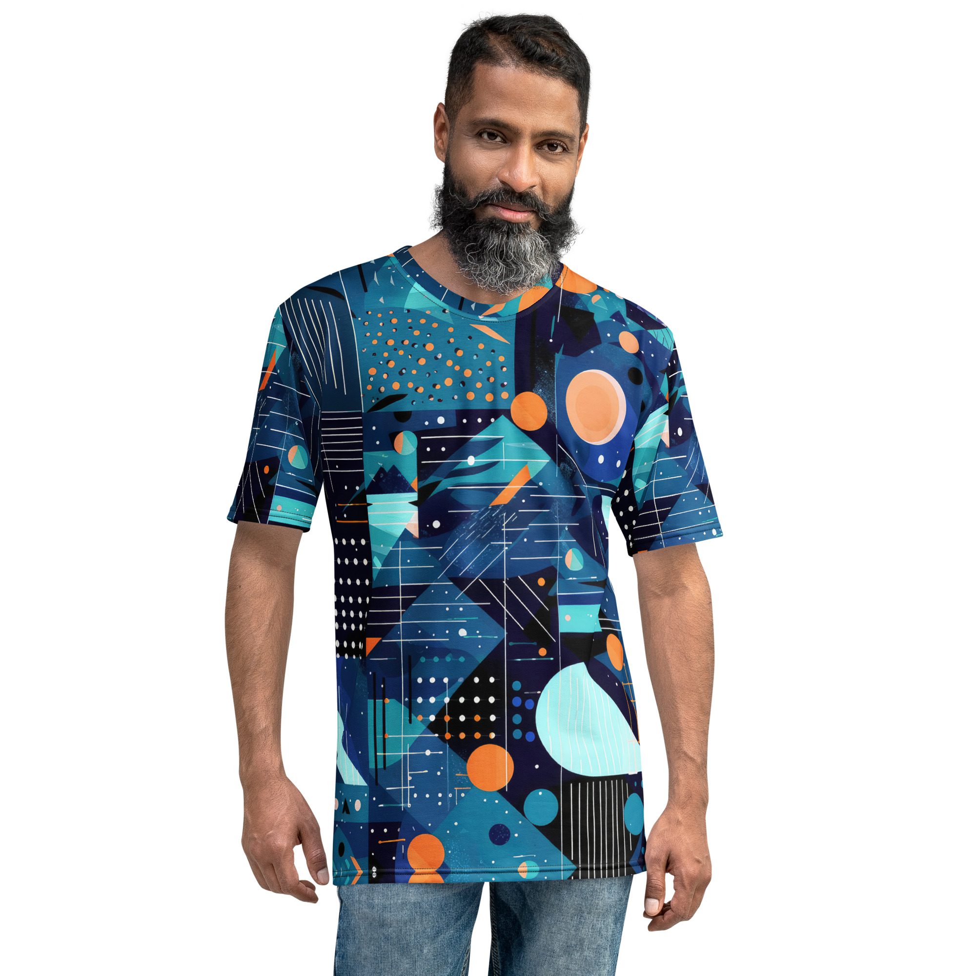 Blue Geometric Pattern #1 All Over Print Uni-Sex T-Shirt 10 Toasted Styles