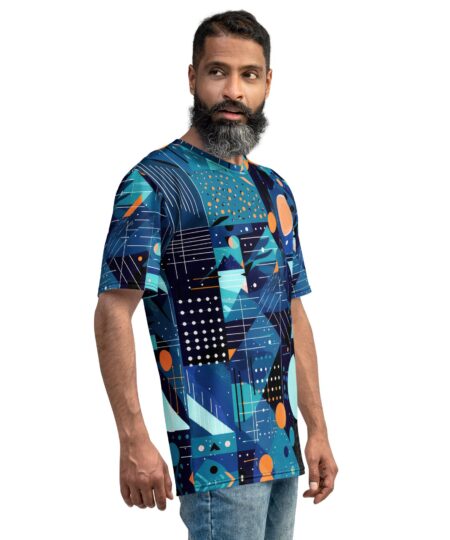 Blue Geometric Pattern #1 All Over Print Uni-Sex T-Shirt 9 Toasted Styles