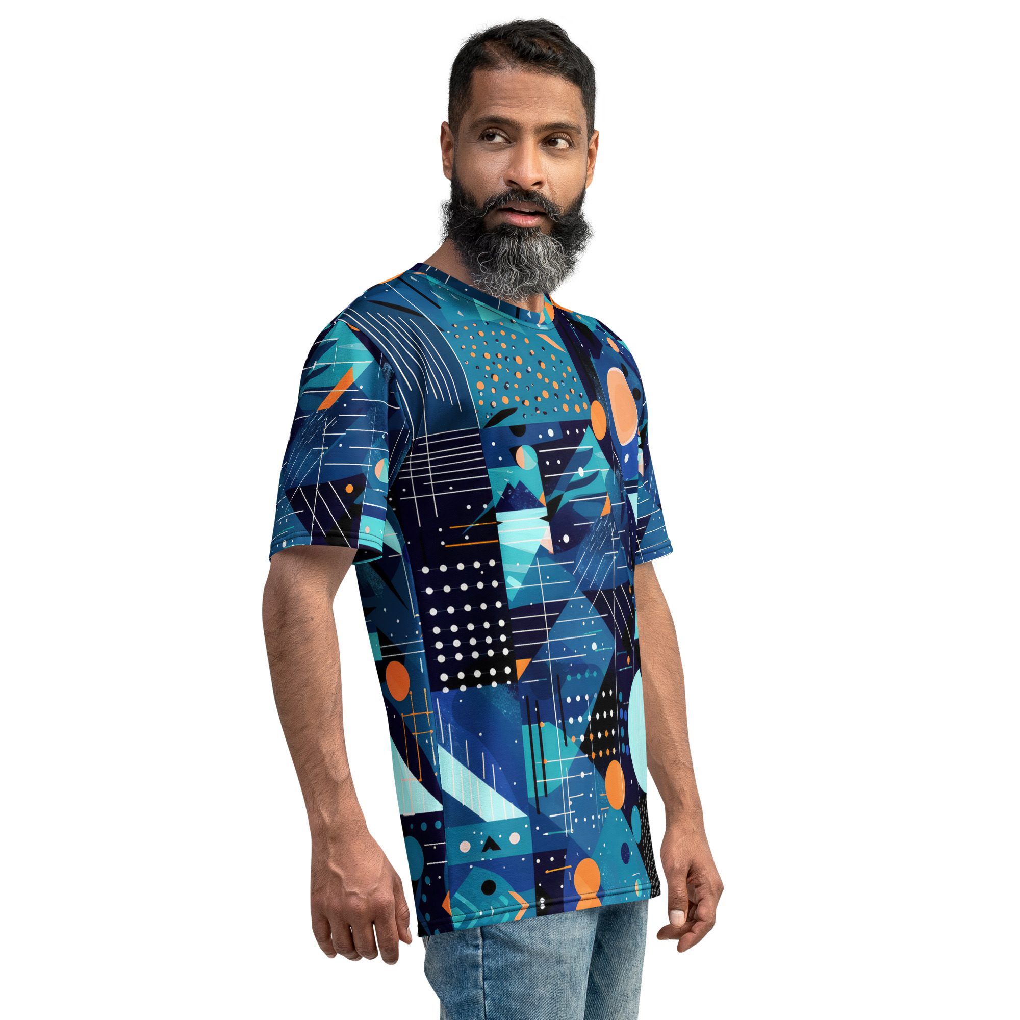 Blue Geometric Pattern #1 All Over Print Uni-Sex T-Shirt 9 Toasted Styles