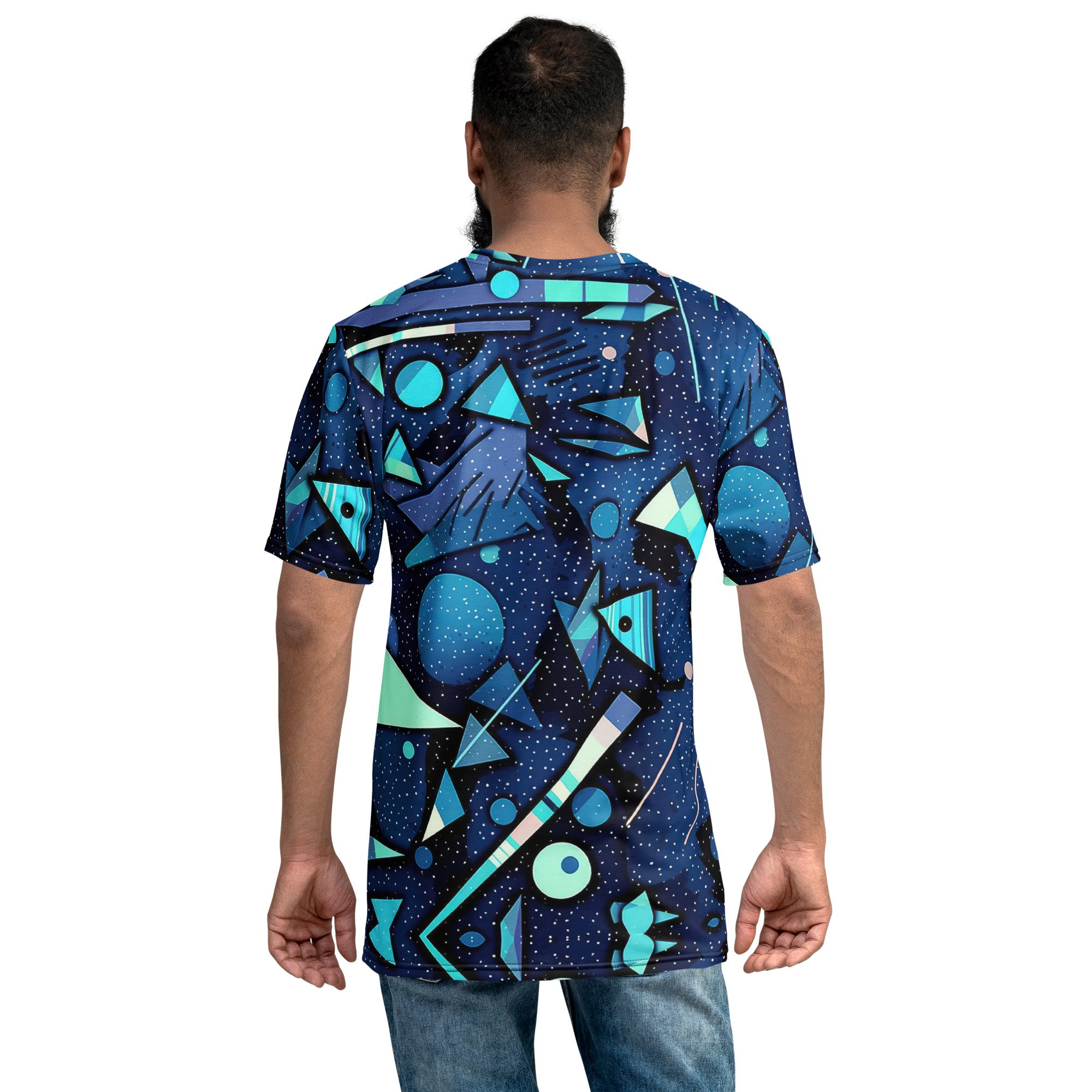 Blue Geometric Pattern #3 All Over Print Uni-Sex T-Shirt 8 Toasted Styles