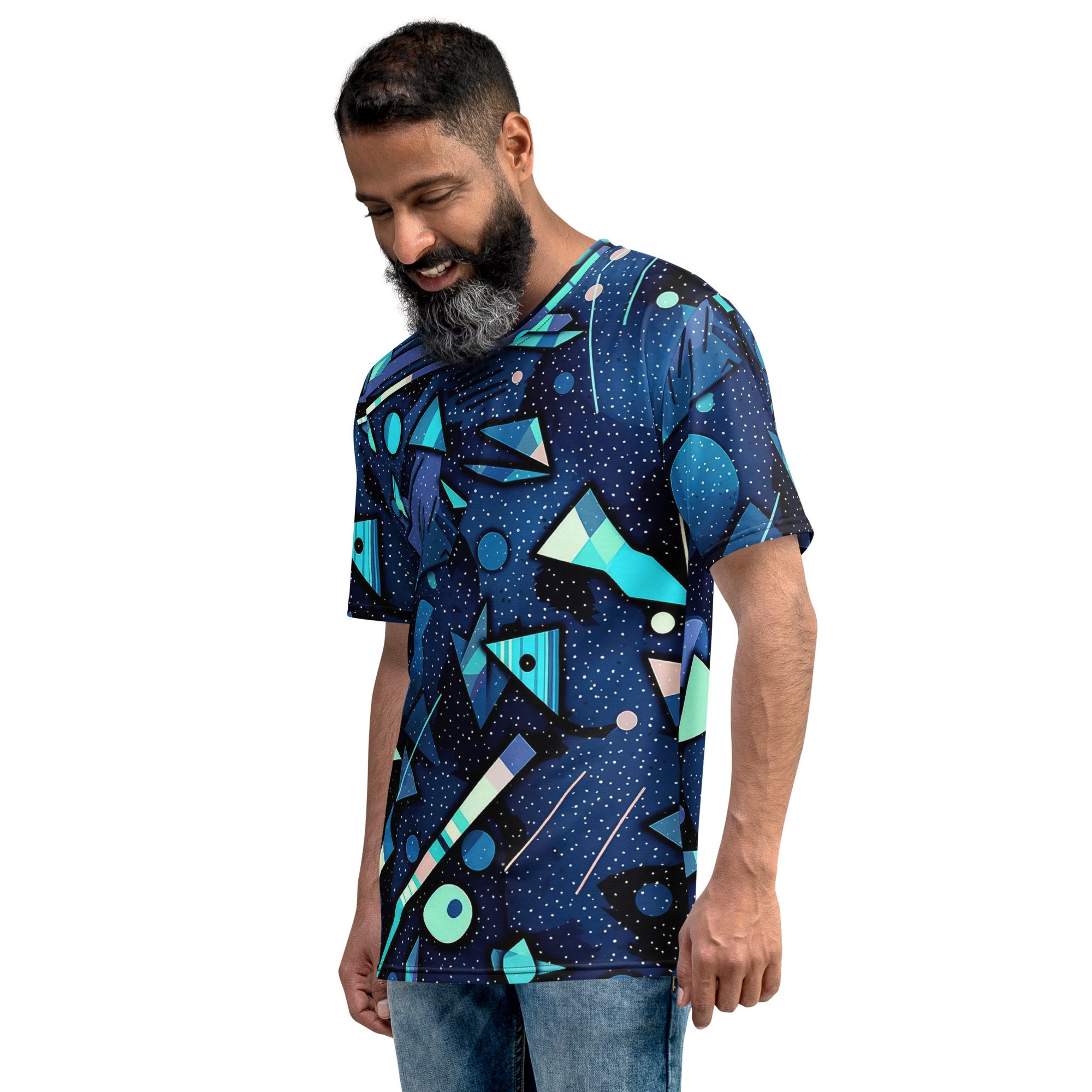Blue Geometric Pattern #3 All Over Print Uni-Sex T-Shirt 9 Toasted Styles