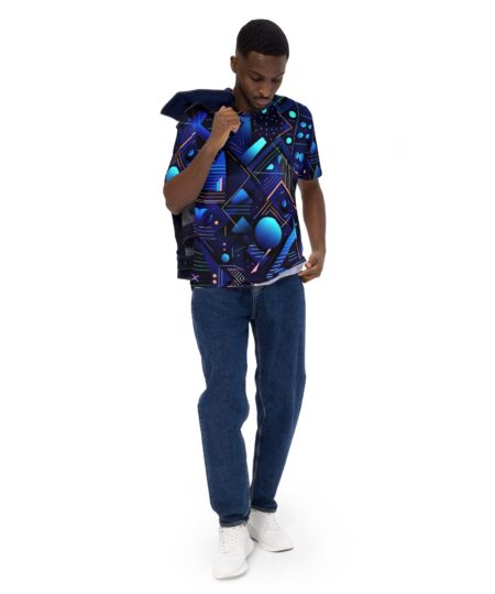 Blue Geometric Pattern #4 All Over Print Uni-Sex T-Shirt 8 Toasted Styles