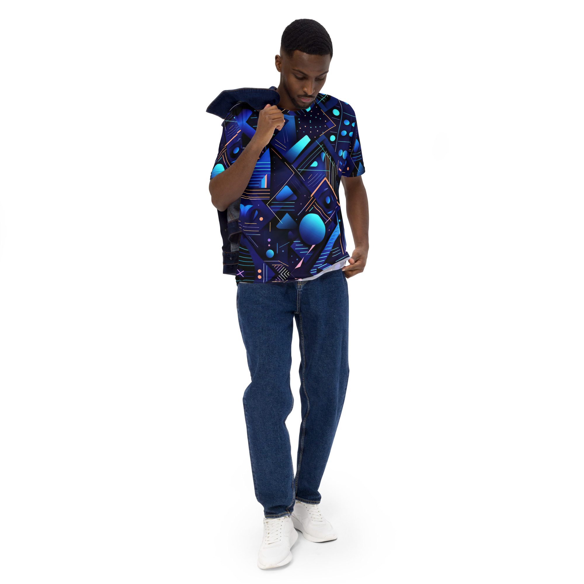 Blue Geometric Pattern #4 All Over Print Uni-Sex T-Shirt 8 Toasted Styles