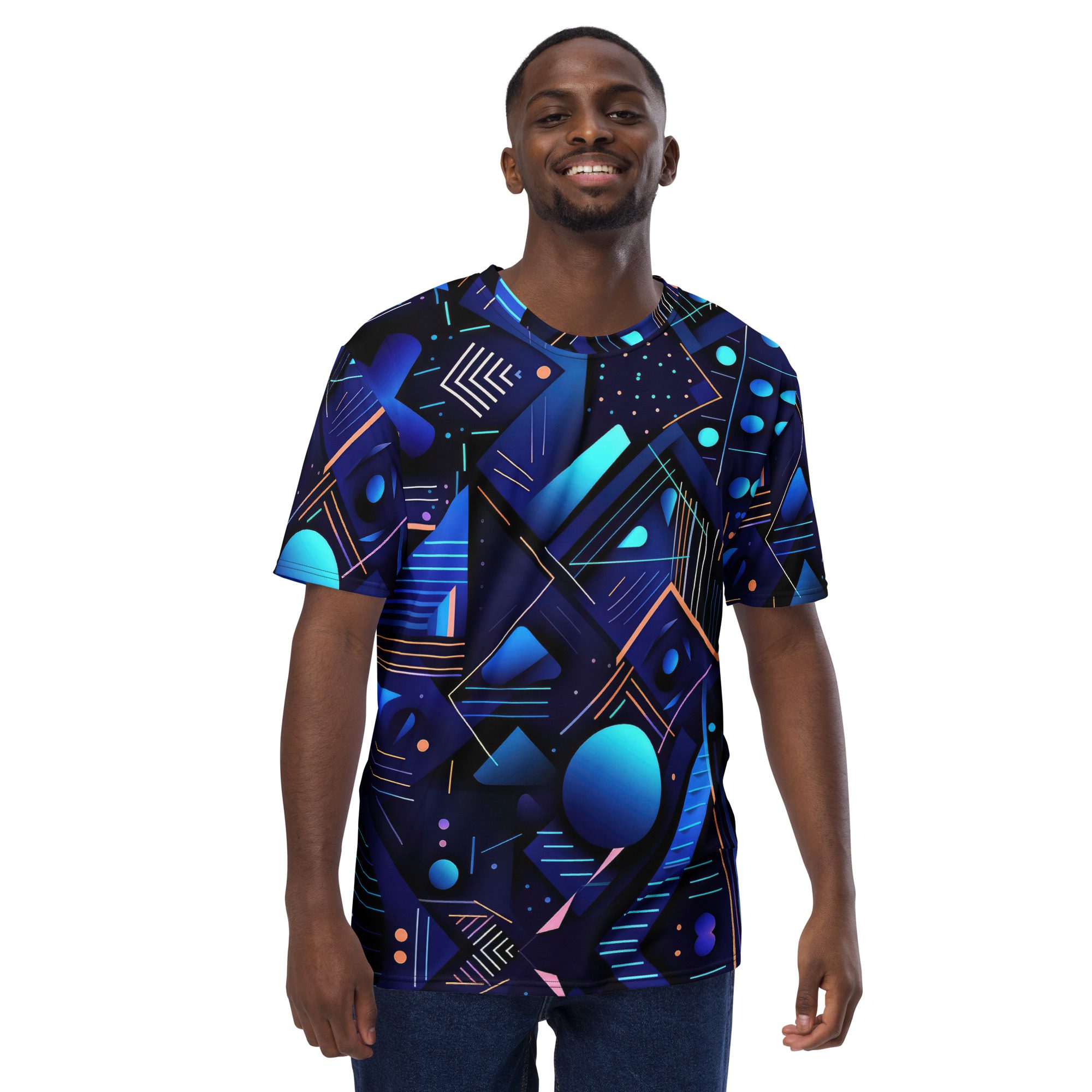 Blue Geometric Pattern #4 All Over Print Uni-Sex T-Shirt 10 Toasted Styles