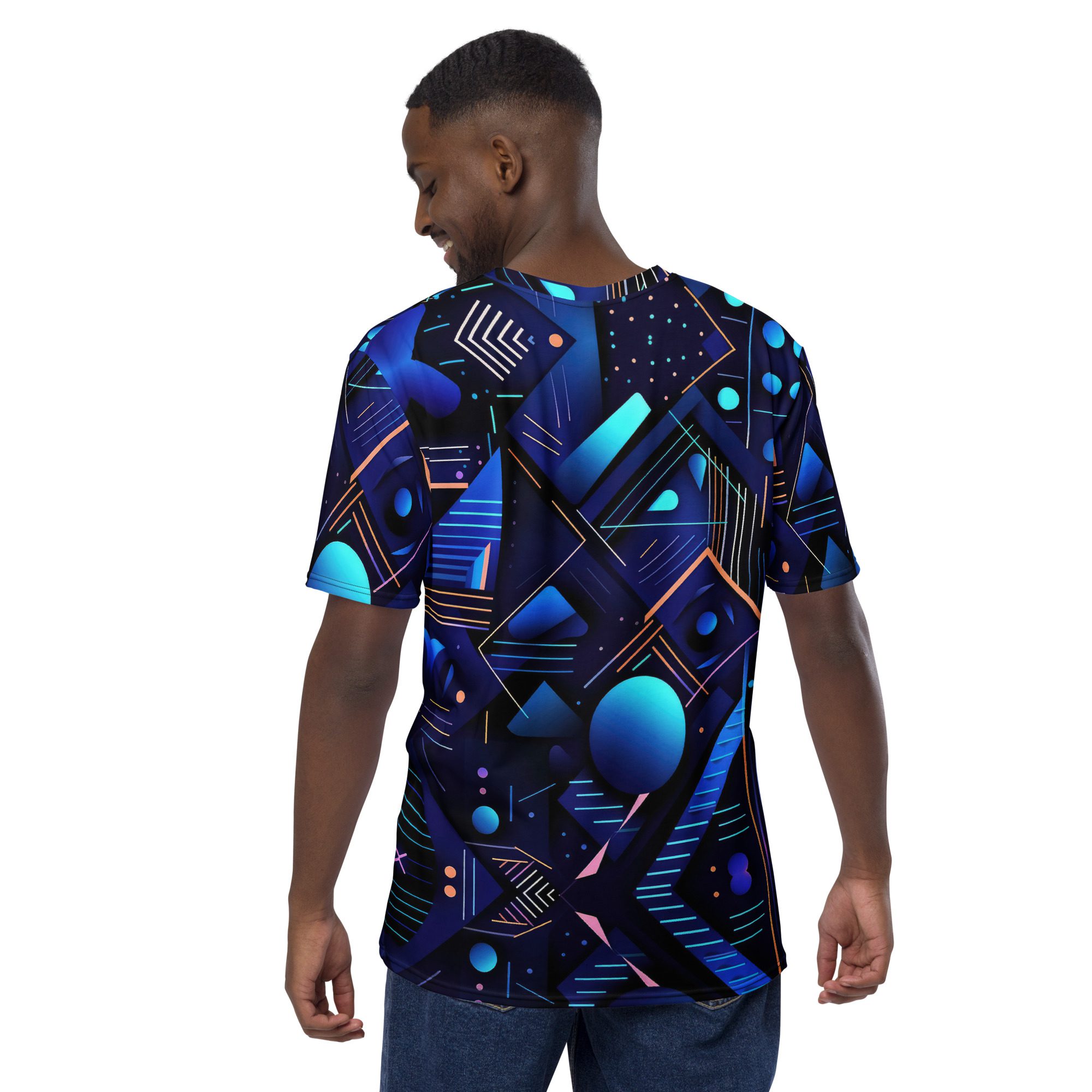 Blue Geometric Pattern #4 All Over Print Uni-Sex T-Shirt 9 Toasted Styles