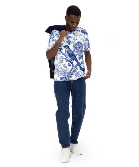 Blue Ornate Vintage Bird All Over Print Uni-Sex T-Shirt 10 Toasted Styles