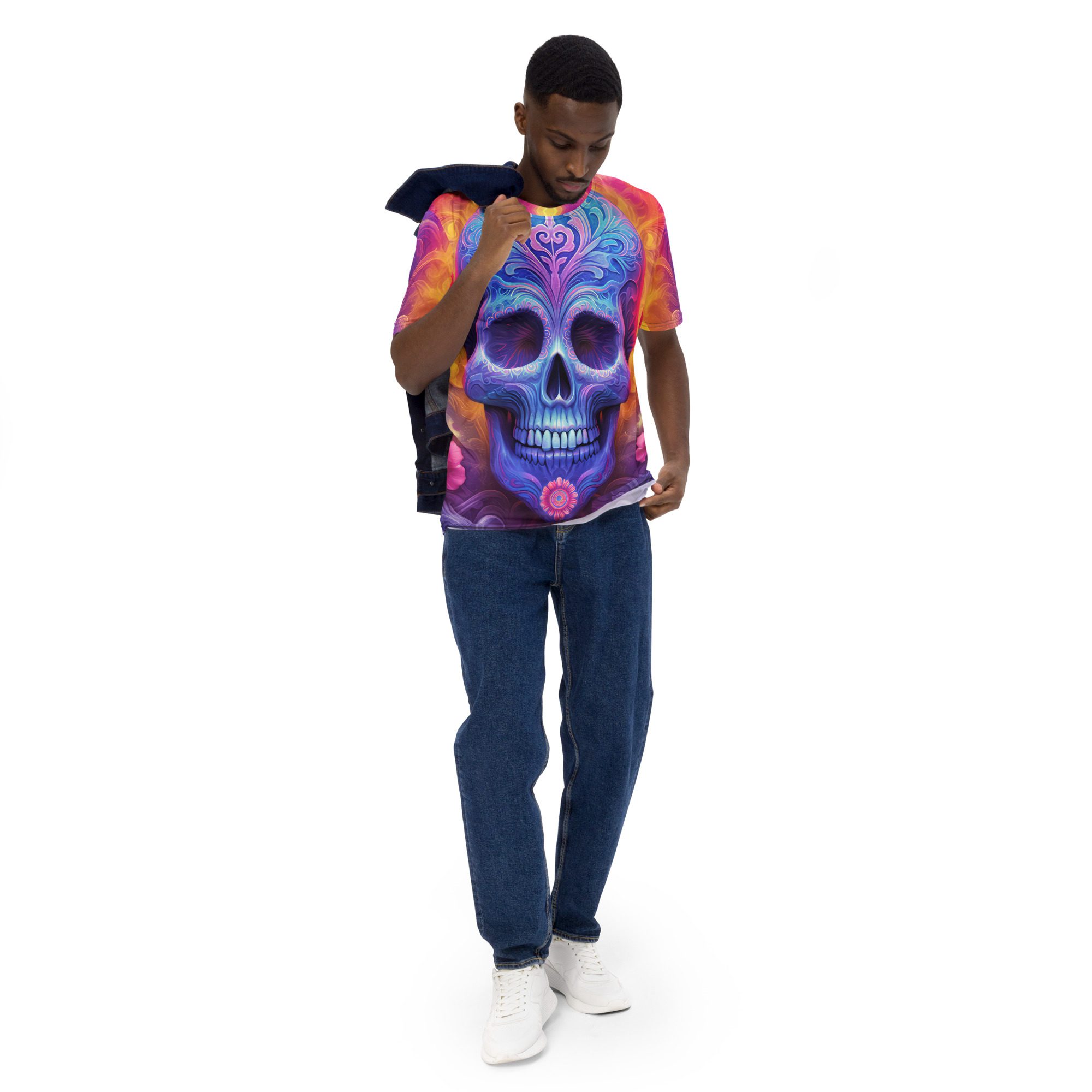 Bright Vibrant Sugar Skull Day Of The Dead All Over Print T-Shirt V4 10 Toasted Styles
