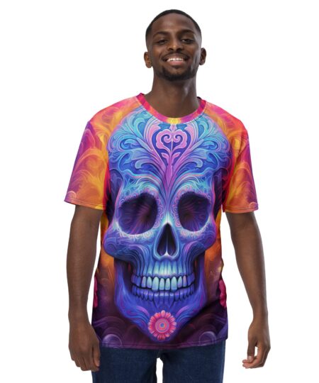 Bright Vibrant Sugar Skull Day Of The Dead All Over Print T-Shirt V4 9 Toasted Styles
