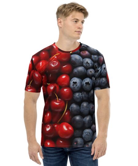 Cherry & Blueberry All Over Print Uni-Sex T-Shirt 9 Toasted Styles