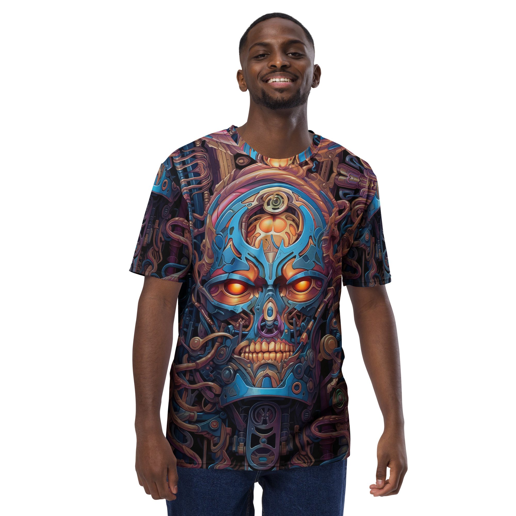 Dynamic Biomechanical Skull #4 All Over Print Uni-Sex T-Shirt 8 Toasted Styles