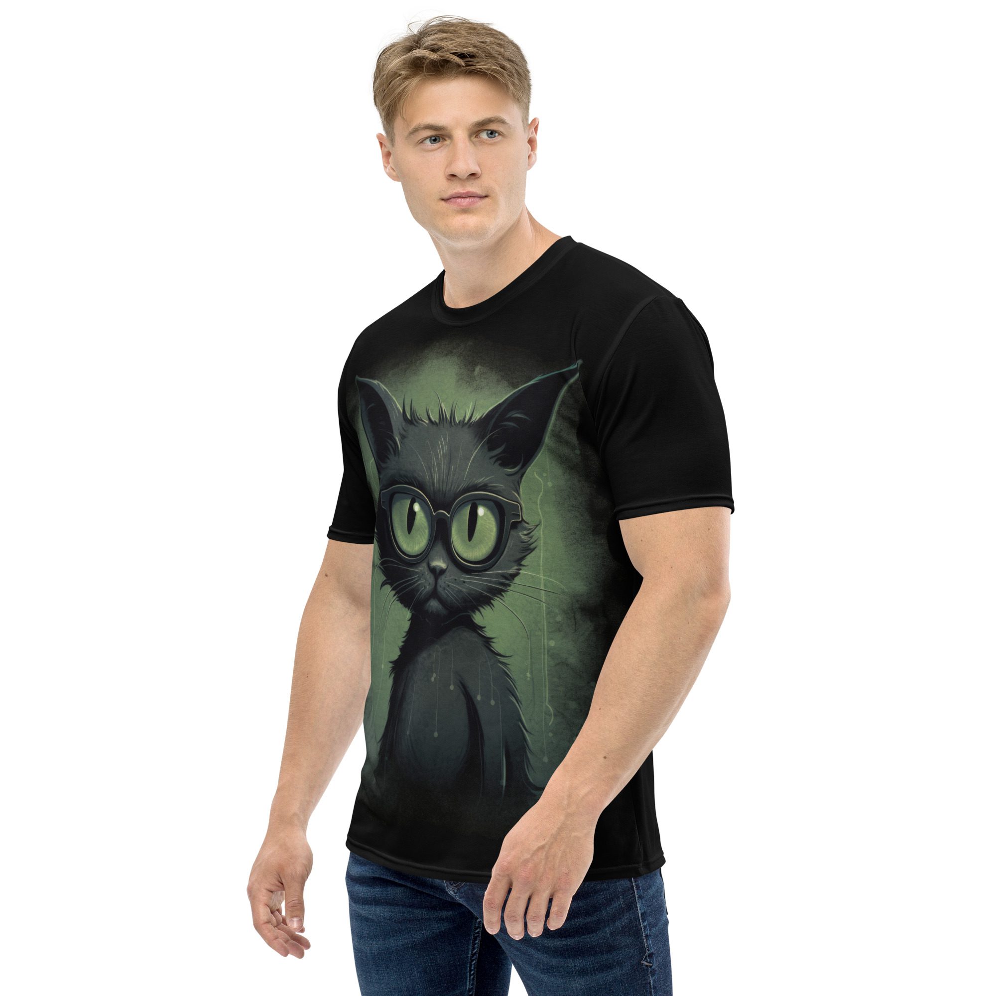 Green Cat All Over Print T-Shirt 8 Toasted Styles