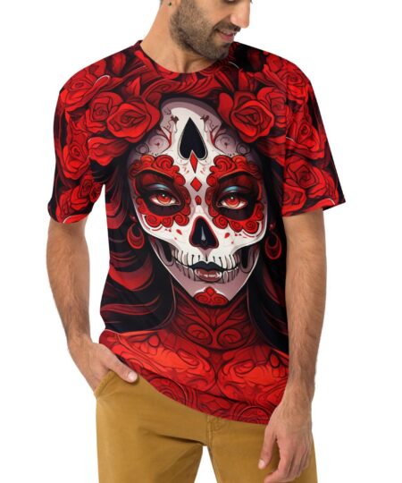 La Calavera Catrina Red Uni-Sex All Print T-Shirt V2 10 Toasted Styles