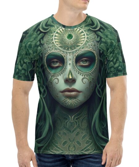 La Catrina Green Tone All Over Print Uni-Sex T-Shirt v3 10 Toasted Styles