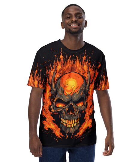Skull And Flames 2 Uni-Sex All Over T-Shirt 10 Toasted Styles