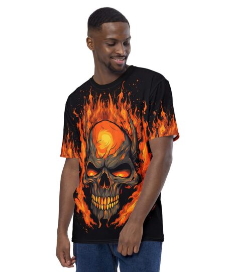 Skull And Flames 2 Uni-Sex All Over T-Shirt 9 Toasted Styles