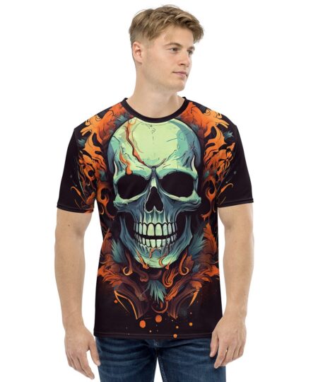 Skull And Flames All Over Print Uni-Sex T-Shirt 10 Toasted Styles