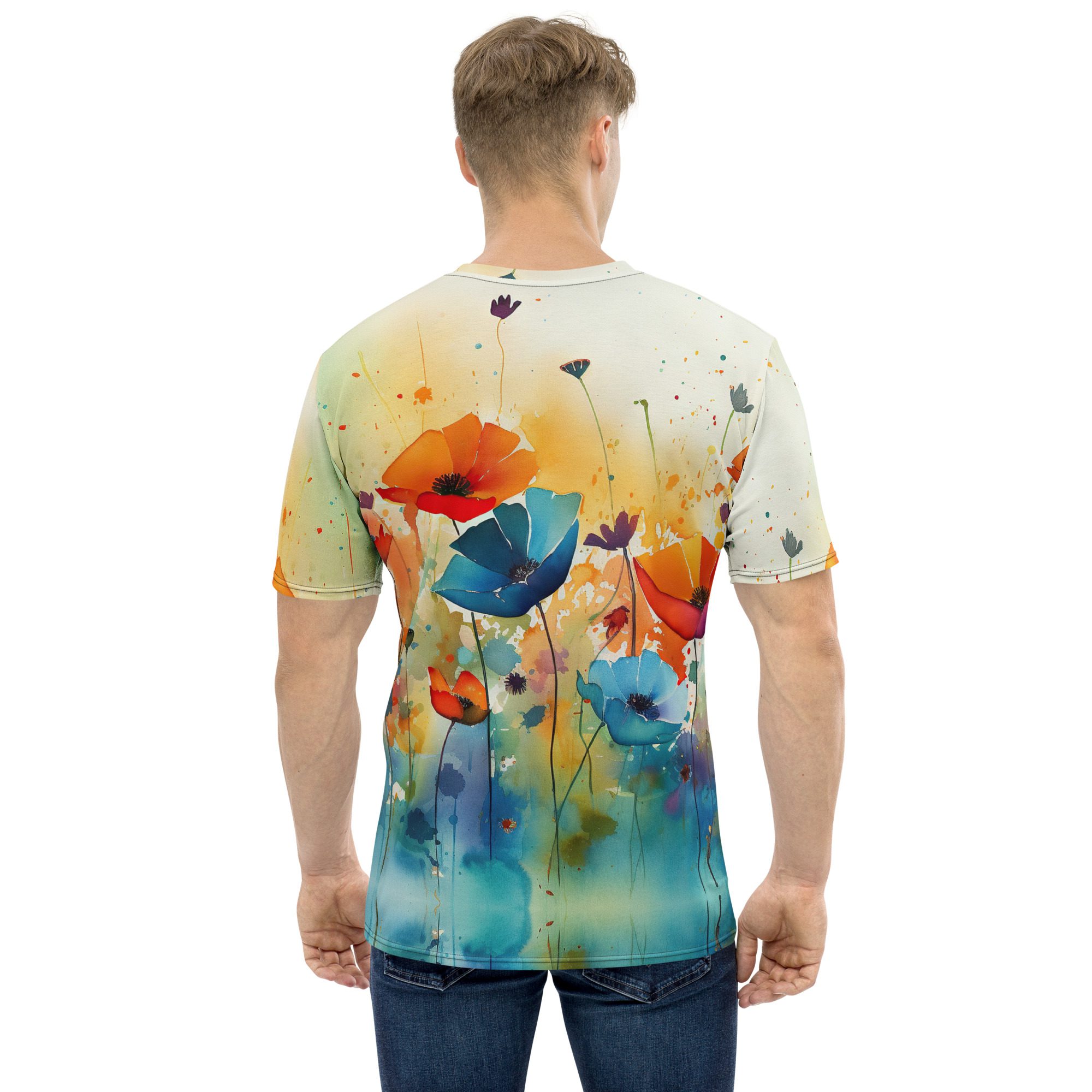 Watercolor Flowers Poppies All Over Print T-Shirt 10 Toasted Styles