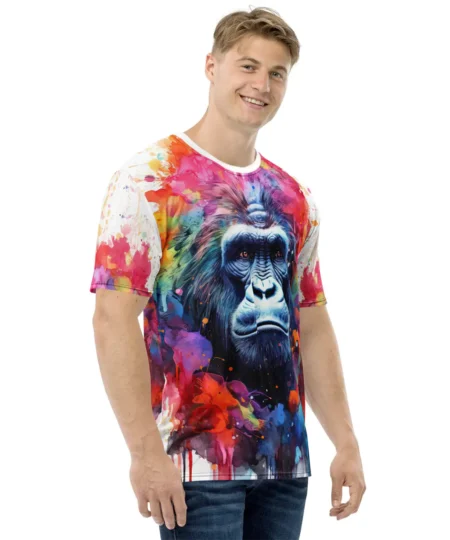 Abstract Splash Gorilla Ape Uni-Sex All Over Print T-Shirt #4 9 Toasted Styles