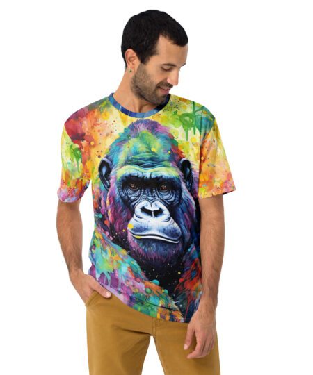 Abstract Splash Gorilla Ape Uni-Sex All Over Print T-Shirt #1
