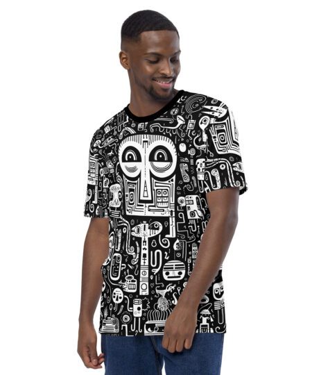 Strange Black And White Doodle Uni-Sex All Over T-Shirt #3