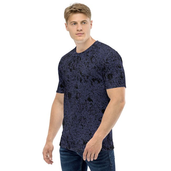 Blue Lined Distressed All Over Print T-Shirt
