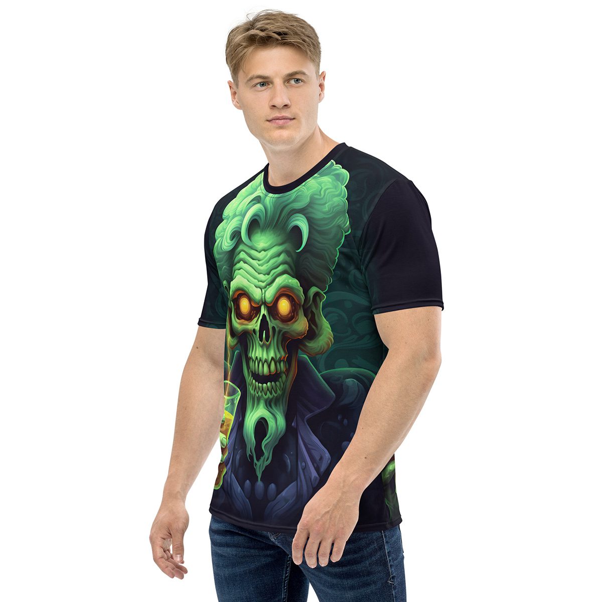 Neon Scientist Skull Uni-Sex All Over Print T-Shirt V4 7 Toasted Styles