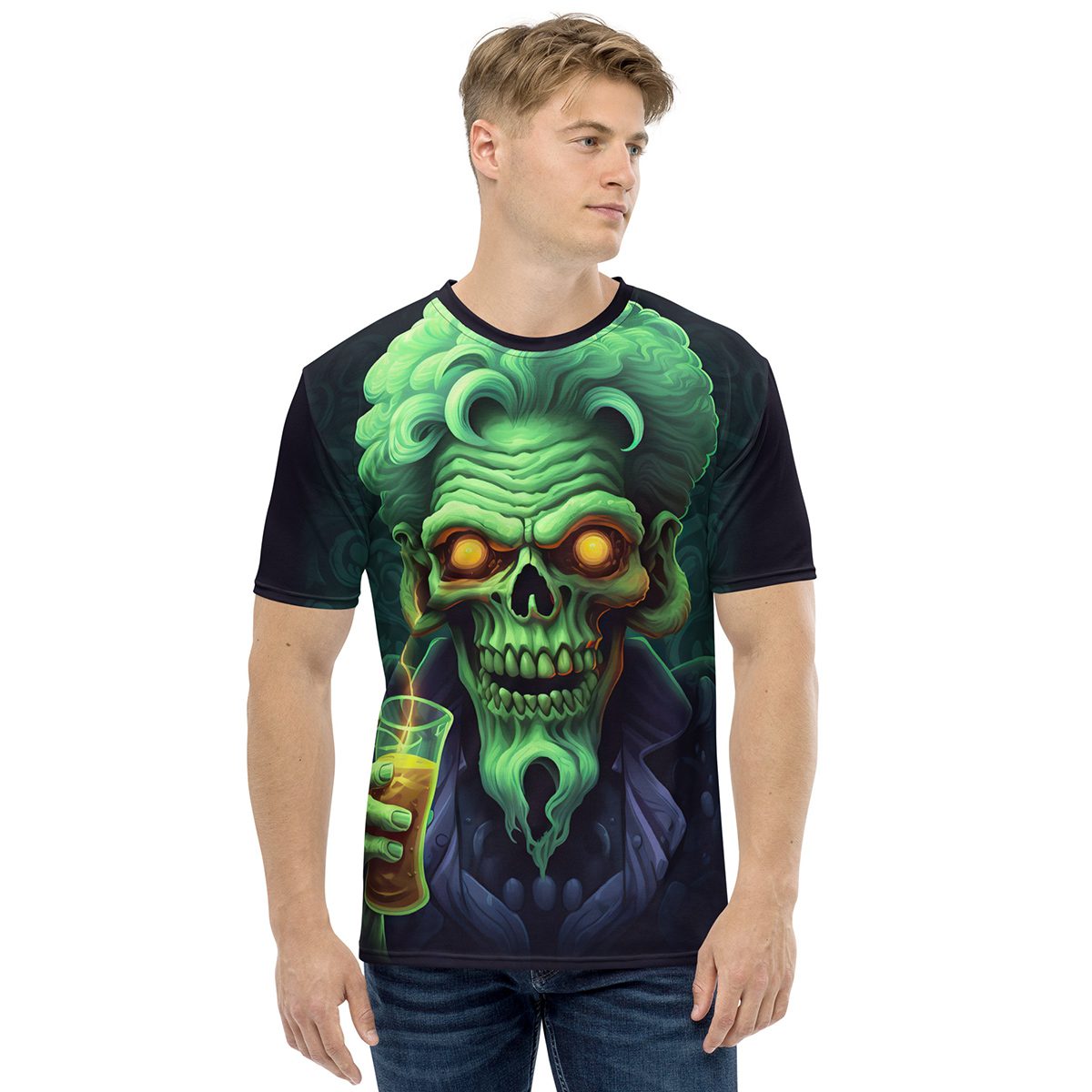 Neon Scientist Skull Uni-Sex All Over Print T-Shirt V4 9 Toasted Styles