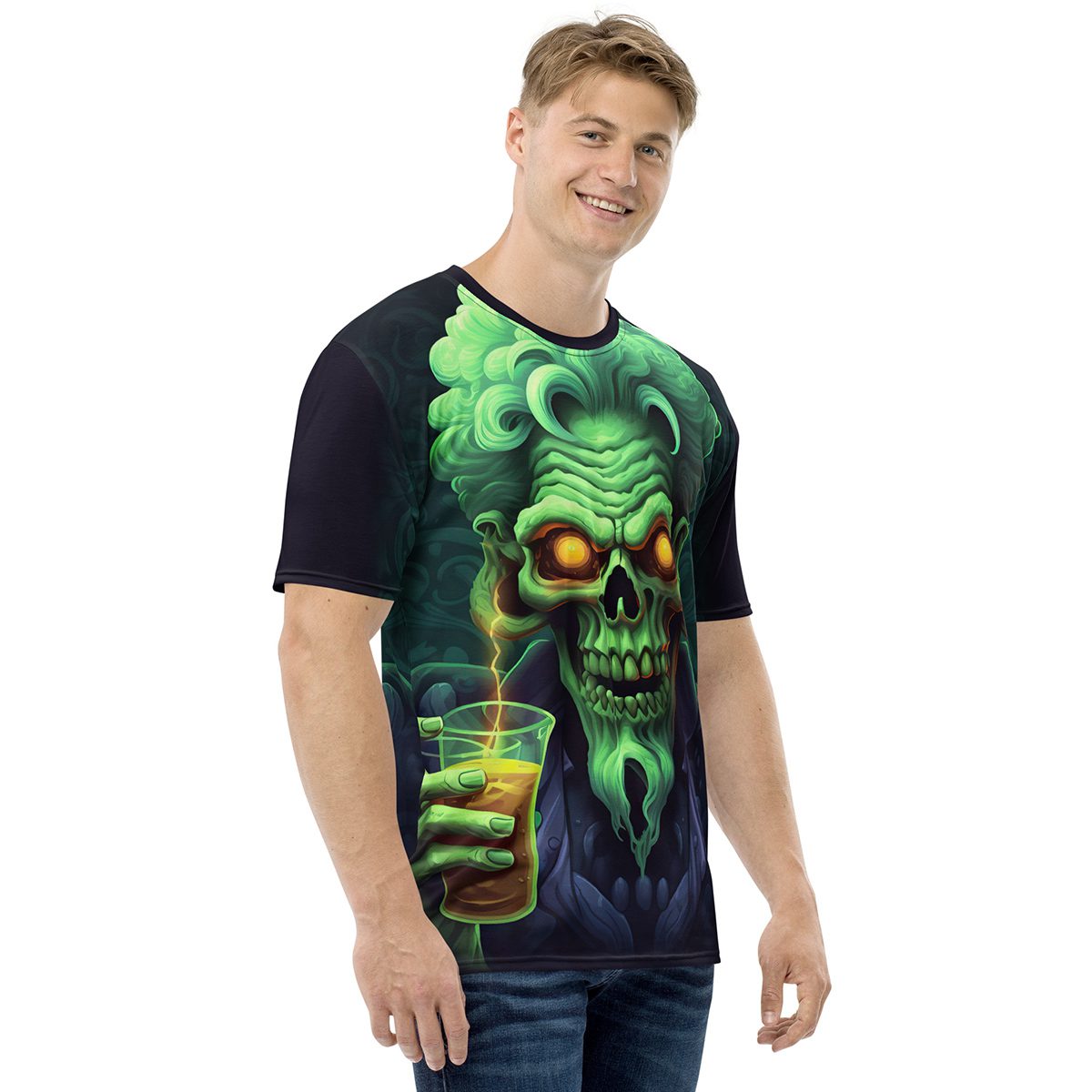 Neon Scientist Skull Uni-Sex All Over Print T-Shirt V4 8 Toasted Styles