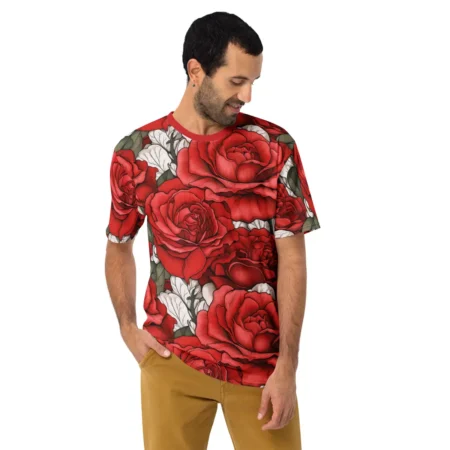 Stylish Red Roses Uni-Sex All Over Print T-Shirt #3 – durable everyday unisex apparel