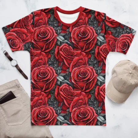 Stylish Red Roses Uni-Sex All Over Print T-Shirt #4 – durable everyday unisex apparel
