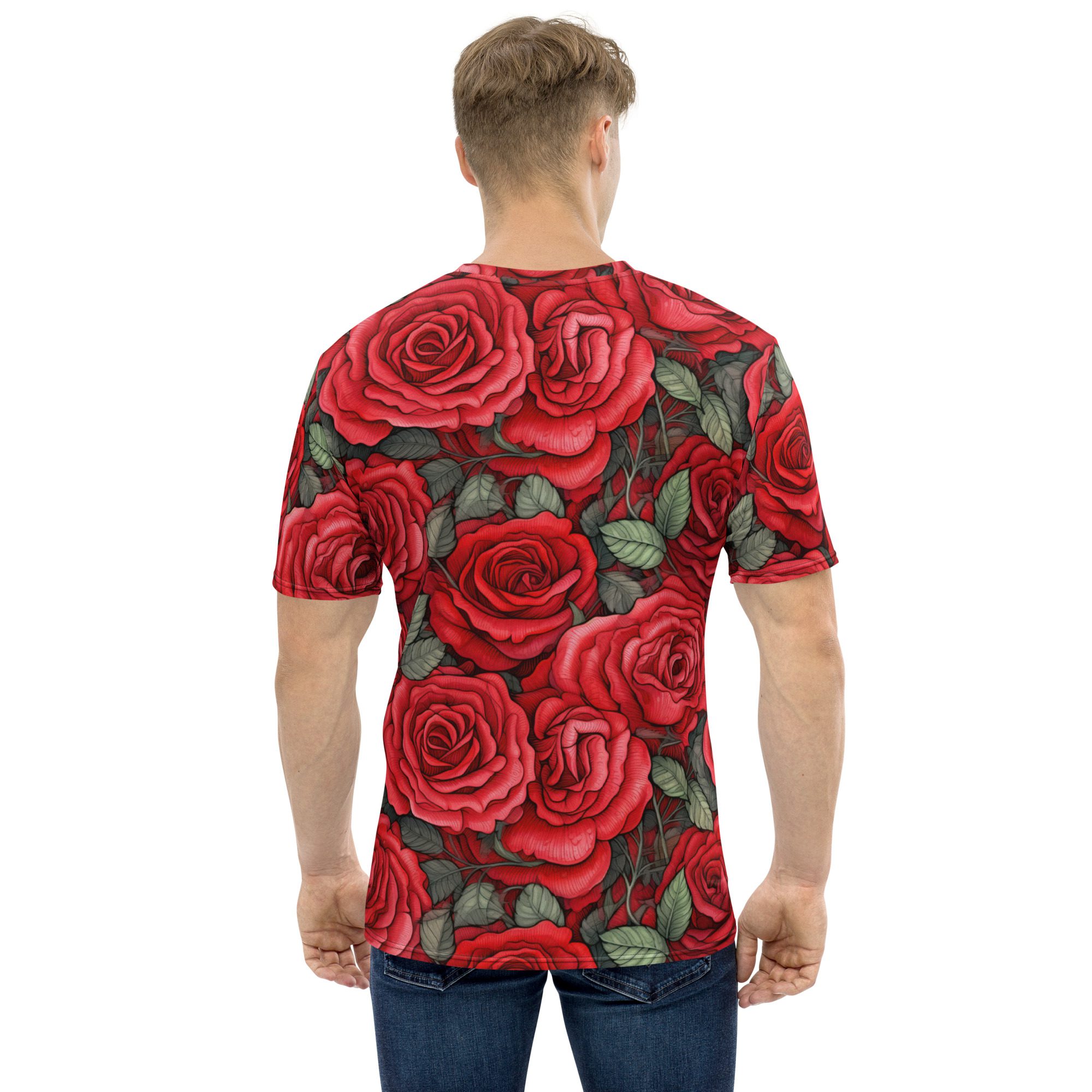 Red Roses Uni-Sex All Over Print T-Shirt #4 7 Toasted Styles