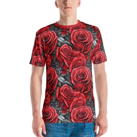 Stylish Red Roses Uni-Sex All Over Print T-Shirt #4 – durable everyday unisex apparel