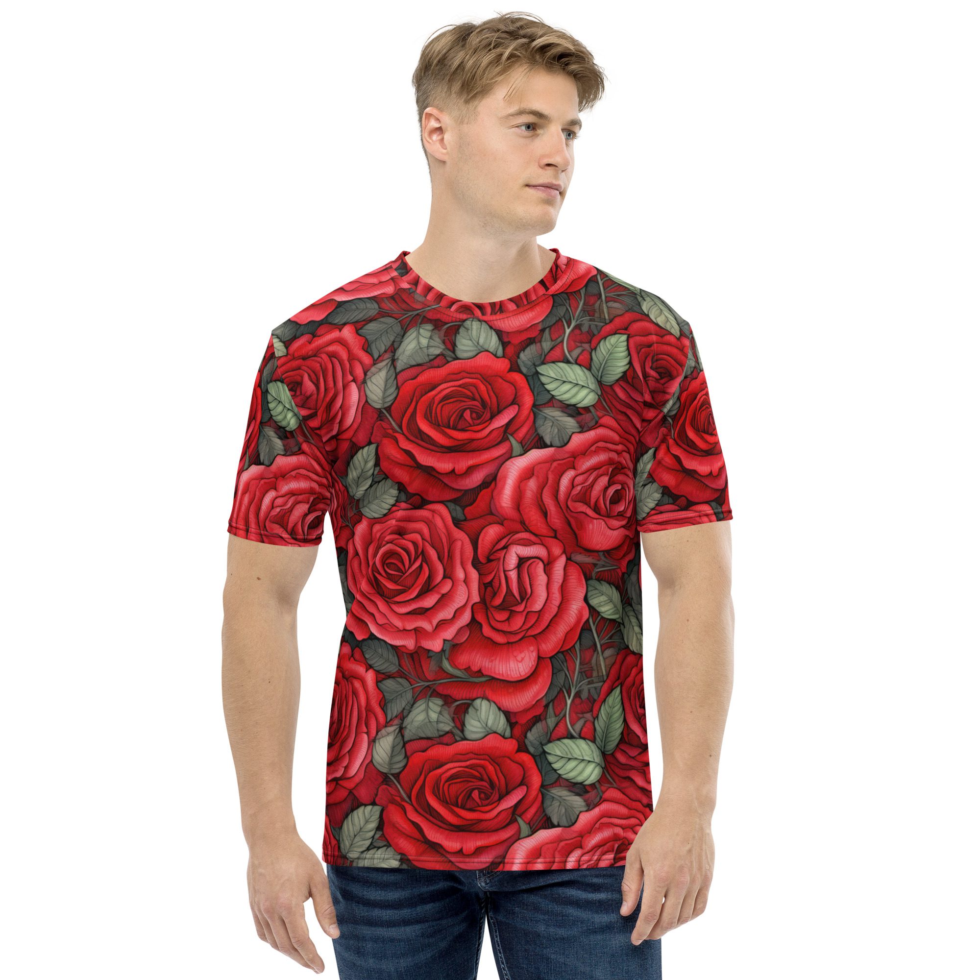 Red Roses Uni-Sex All Over Print T-Shirt #4 10 Toasted Styles