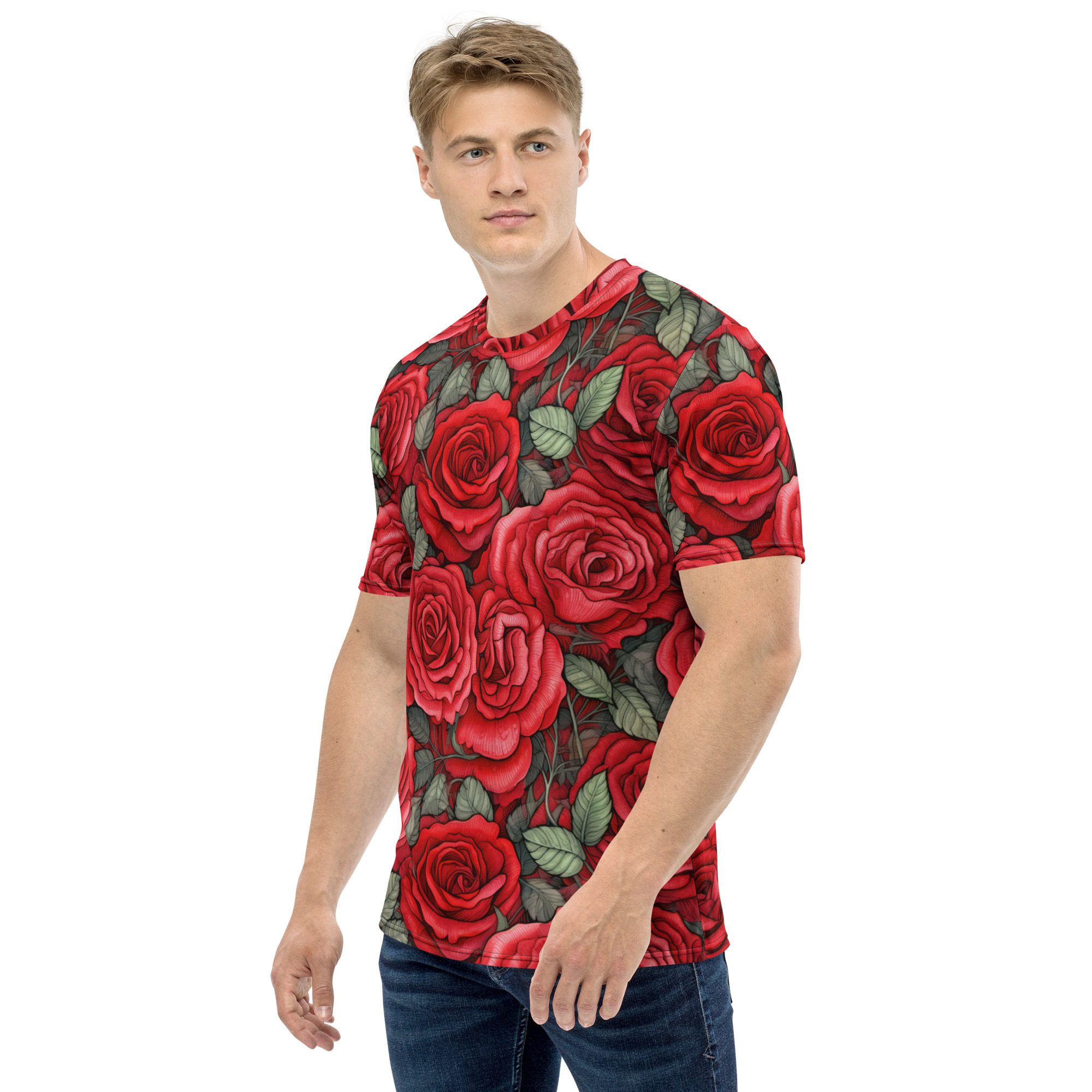 Red Roses Uni-Sex All Over Print T-Shirt #4 9 Toasted Styles
