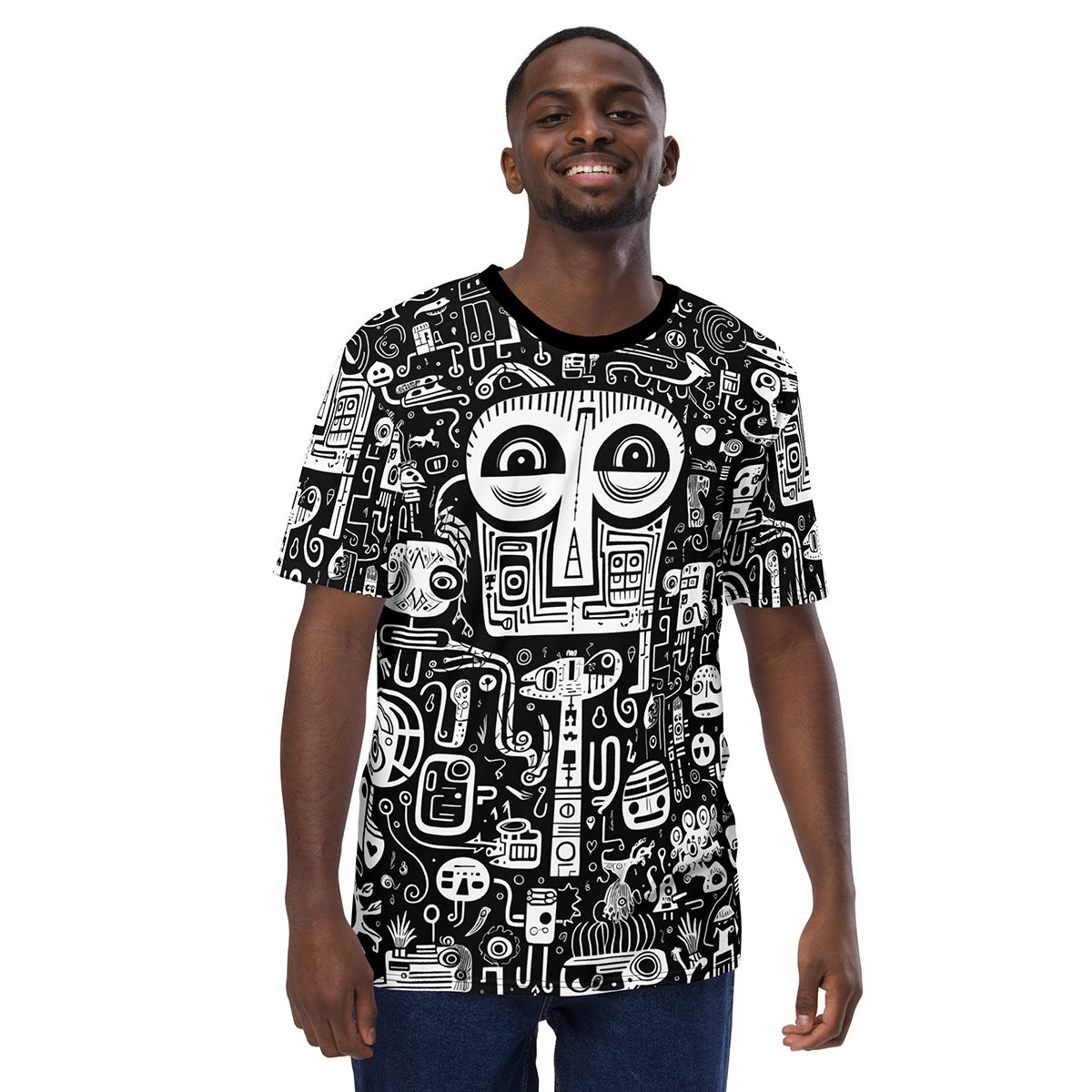 Strange Black And White Doodle Uni-Sex All Over T-Shirt #3 10 Toasted Styles