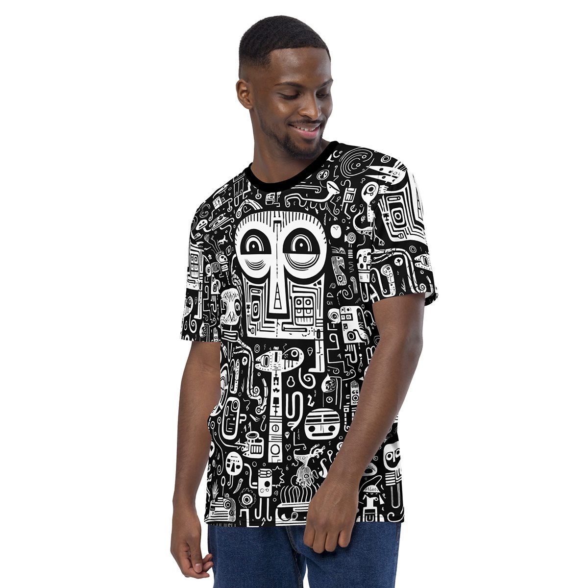 Strange Black And White Doodle Uni-Sex All Over T-Shirt #3 9 Toasted Styles