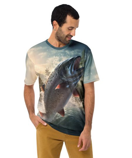 Salmon, Fish Jumping Uni-Sex Graphic T-Shirt