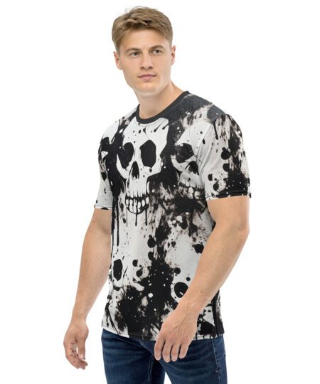 Black And White Skulls Abstract Painting Uni-Sex Graphic T-Shirt 4