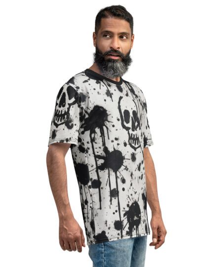 Black And White Skulls Abstract Painting Uni-Sex Graphic T-Shirt 3
