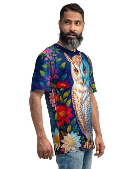 Owl And Flowers Uni-Sex All Print T-Shirt