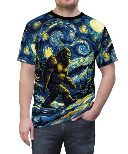 Sasquatch Under The Starry Night A Van Gogh Inspired Tshirt