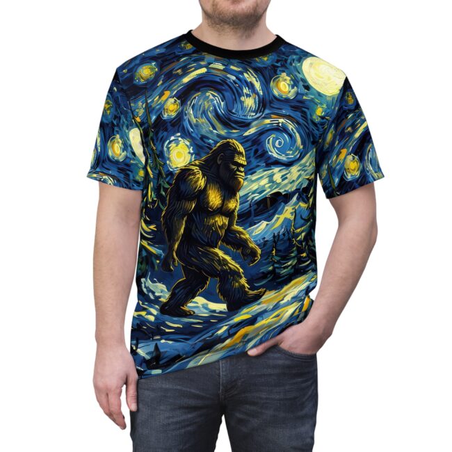 Sasquatch Under The Starry Night A Van Gogh Inspired Tshirt